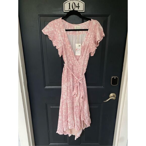 McGuire NWD Bassinger Faux Wrap Dress, Pink White Floral, Size Small, MSRP $278 - Picture 4 of 11